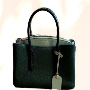 Kate Spade Medium Margaux Satchel forest green two tone